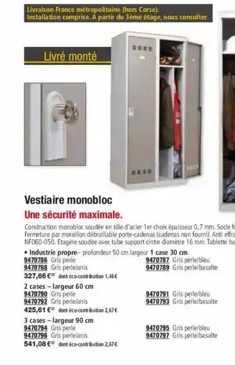 Vestiaire monobloc
