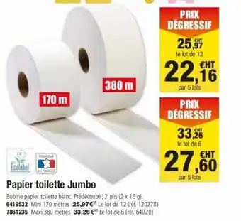 Plein ciel Papier toilette jumbo offre