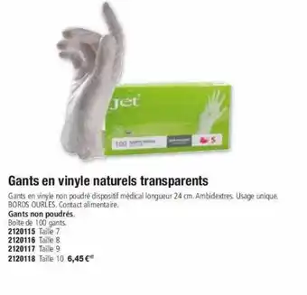 Plein ciel Gants en vinyle naturels transparents offre