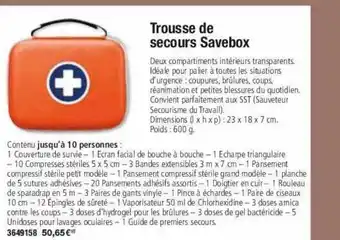 Plein ciel Trousse de secours savebox offre