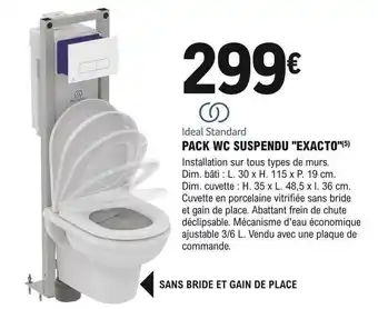 Pack wc suspendu exacto ideal standard