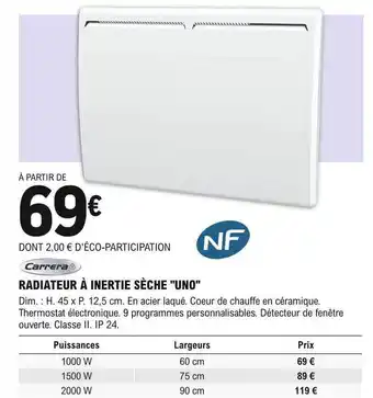 E.Leclerc Brico Carrera radiateur à inertie sèche uno offre