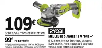 E.Leclerc Brico Ryobi meuleuse d'angle 18v one+ offre