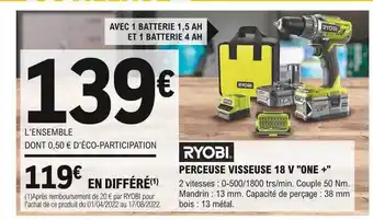 E.Leclerc Brico Ryobi perceuse visseuse 18v one+ offre
