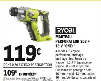 E.Leclerc Brico Ryobi marteau perforateur sds+ 18v one+ offre