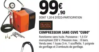 E.Leclerc Brico Black+decker compresseur sans cuve cubo offre