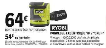 E.Leclerc Brico Ryobi ponceuse excentrique 18v one+ offre
