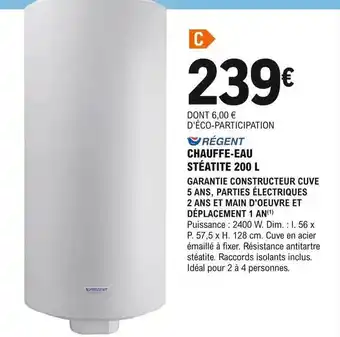 Régent chauffe-eau stéatite 200 l