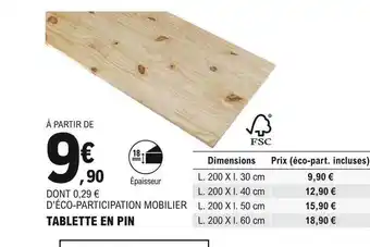 E.Leclerc Brico Tablette en pin offre