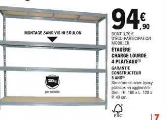 E.Leclerc Brico Étagère charge lourde 4 plateaux offre