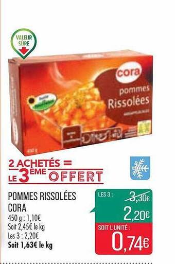 Match Pommes rissolées cora offre