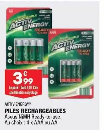 ALDI Activ energy piles rechargeables offre