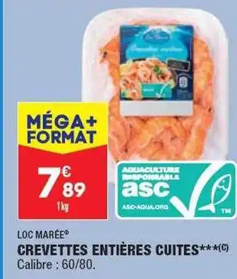 ALDI Crevettes entières cuites loc marée offre