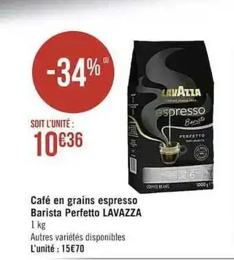 Casino Supermarchés Café en grains espresso barista perfetto lavazza offre