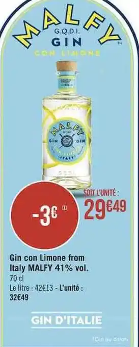 Gin con limone from italy malfy 41% vol.