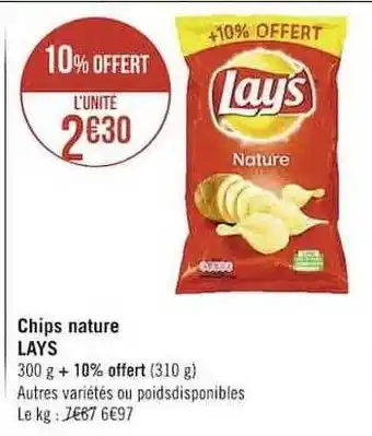 Casino Supermarchés Chips nature lays offre