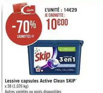 Lessive capsules active clean skip