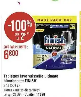 Casino Supermarchés Tablettes lave vaisselle ultimate bicarbonate finish offre