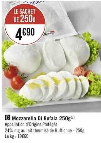 Géant Casino Mozzarella di bufala 250g offre