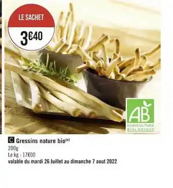 Géant Casino Gressins nature bio offre