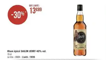 Géant Casino Rhum épicé sailor jerry 40% vol. offre