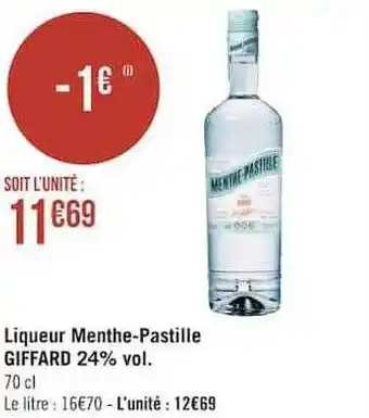 Liqueur menthe-pastille giffard 24% vol.