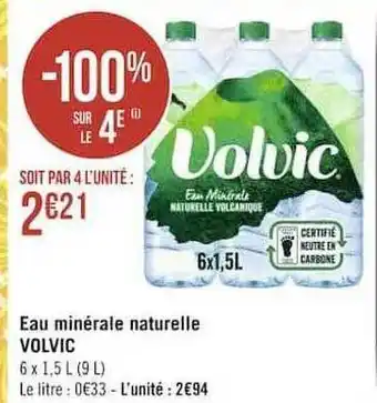 Géant Casino Eau minérale naturelle volvic offre