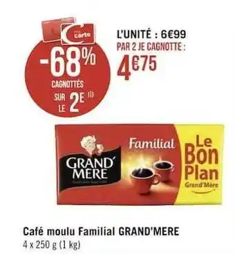 Géant Casino Café moulu familial grand'mère offre