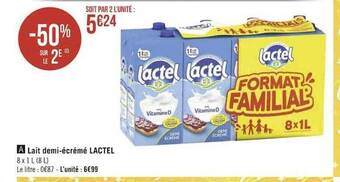 Géant Casino Lait demi-écrémé lactel offre