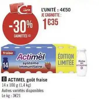 Géant Casino Actimel goût fraise offre