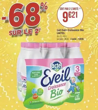Géant Casino Lait éveil croissance bio lactel offre