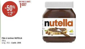 Géant Casino Pâte à tartiner nutella offre