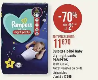 Géant Casino Culottes bébé baby dry night pants pampers offre
