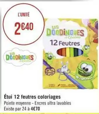 Géant Casino Étui 12 feutres coloriages offre