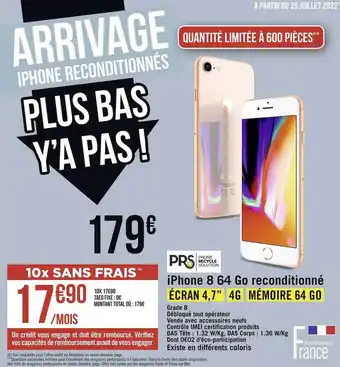Géant Casino Iphone 8 64 go reconditionné offre