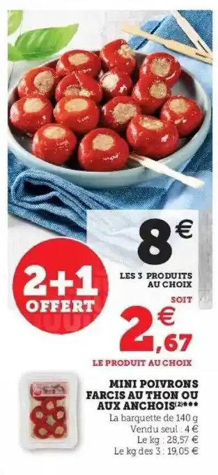 Hyper U Mini poivrons farcis au thon ou aux anchois offre