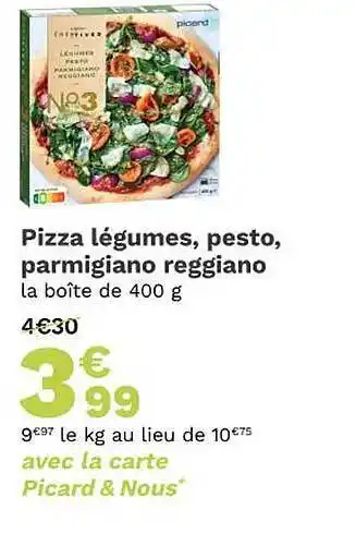 Pizza légumes, pesto, parmigiano reggiano