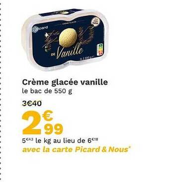 Picard Crème glacée vanille offre
