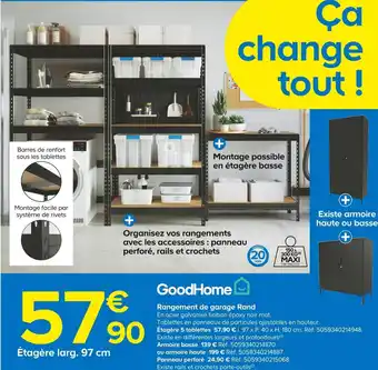 Castorama Goodhome rangement de garage rand offre
