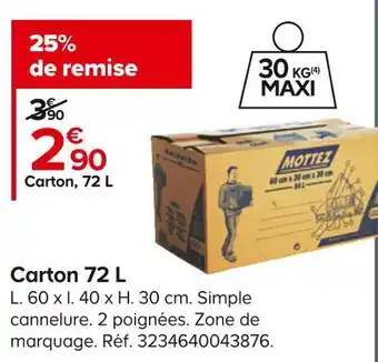 Castorama Mottez carton 72 l offre
