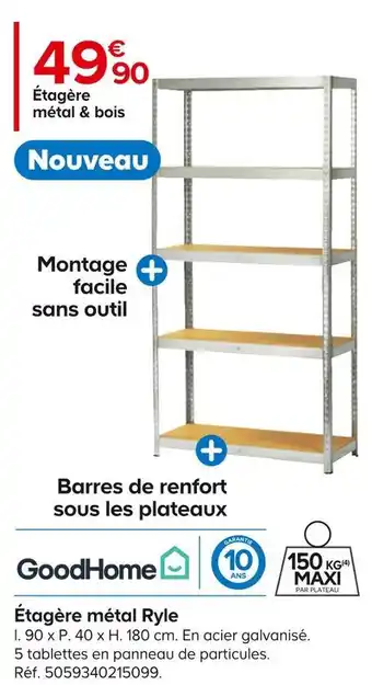 Goodhome étagère métal ryle