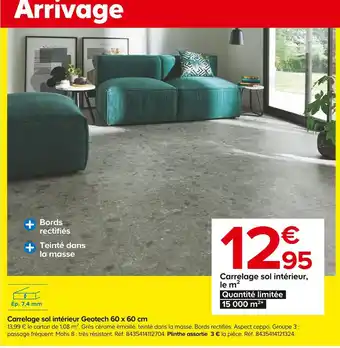 Castorama Carrelage sol intérieur geotech 60 x 60 cm offre