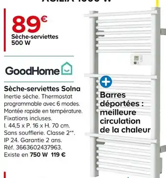 Castorama Goodhome sèche-serviettes solna offre