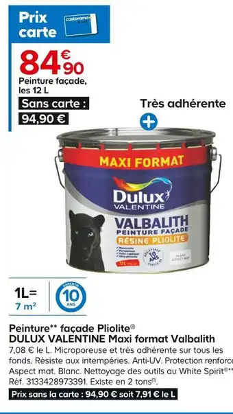 Castorama Dulux valentine peinture façade pliolite maxi format valbalith offre