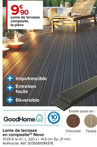 Goodhome lame de terrasse en composite neva