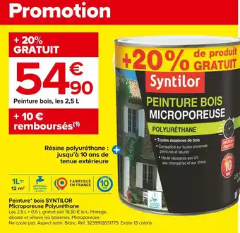 Castorama Syntilor peinture bois microporeuse polyuréthane offre