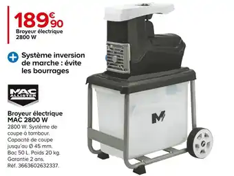 Castorama Mac allister broyeur électrique mac 2800 w offre