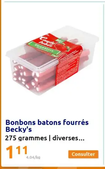 Bonbons batons fourrés becky's
