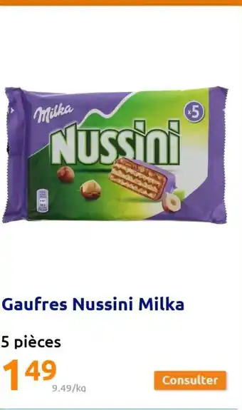 Action Gaufrs nussini milka 5 pièces offre