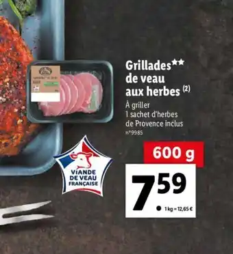 Lidl Grillades de veau aux herbes offre